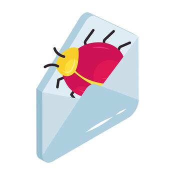 Bug mail icon in editable isometric design vector