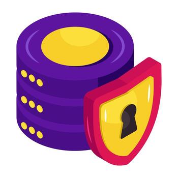 An icon isometric design of database security vector