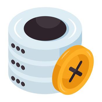 un isométrica icono diseño de No base de datos vector