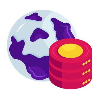 un isométrica icono diseño de global base de datos vector