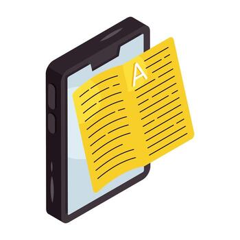 Conceptual isometric isometric design icon of mobile book vector
