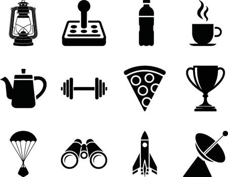 Creative pack showcasing multiple activities objects and everyday design essentials vector