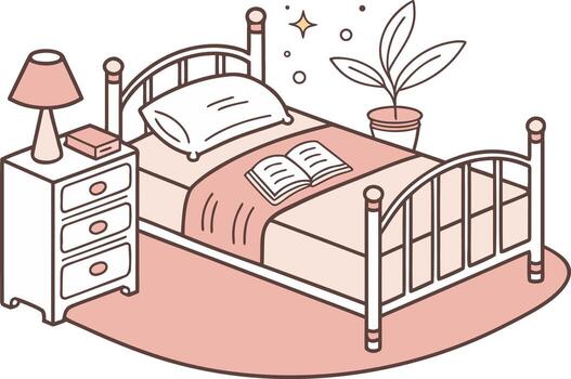 Bedtime Reading Scene with Open Book and Lamp vector