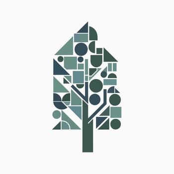 Abstract Geometric Tree Design with Natural Color Palette vector