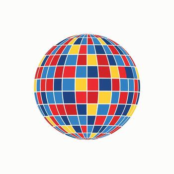 Abstract Globe Design With Colorful Squares Pattern Representing Global Connectivity And Diversity vector