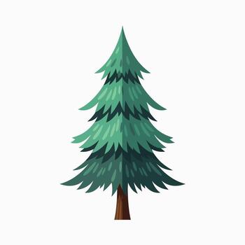 Evergreen Coniferous Tree with a Pointed Crown and Layered Branches Representing Nature and Forest vector