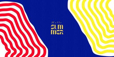 verano fiesta concepto con brillante a rayas amarillo y rojo playa paraguas de moda verano diseño para póster, cubrir, anuncios, web bandera o encabezamiento vector