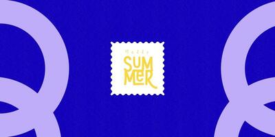Hola verano horizontal resumen antecedentes con brillante mano dibujado líneas. moderno Arte minimalista estilo diseño modelo para ventas, horizontal póster, encabezamiento, cubrir, social medios de comunicación, Moda anuncios vector