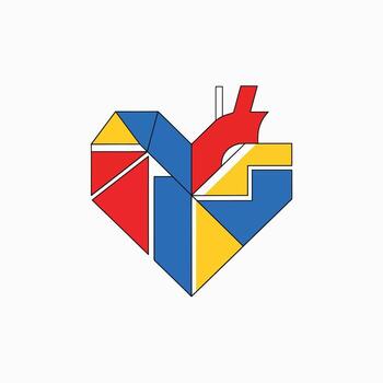 Geometric Heart Puzzle Pieces Forming a Symbol of Unity and Health vector