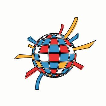 Abstract Globe with Colorful Lines Emerging from its Surface Representing Global Connection and Diversity vector