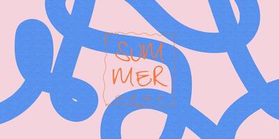 resumen verano horizontal antecedentes con mano dibujado ondulado líneas y tipografía. moderno minimalista Arte diseño modelo para web bandera, ventas, horizontal póster, encabezamiento, cubrir, social medios de comunicación, Moda anuncios vector