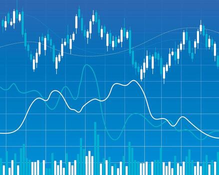 Financial Data Graph. Modern abstract financial graph illustration with blue charts lines and data analysis visualization concept for economy statistics and trading vector