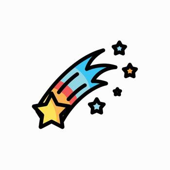 A Whimsical Falling Star Icon with Tiny Sparkles Accompanying Its Journey vector