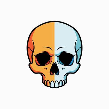 A split colored skull with dark eye sockets and teeth showing a mysterious and artistic representation of life and death vector