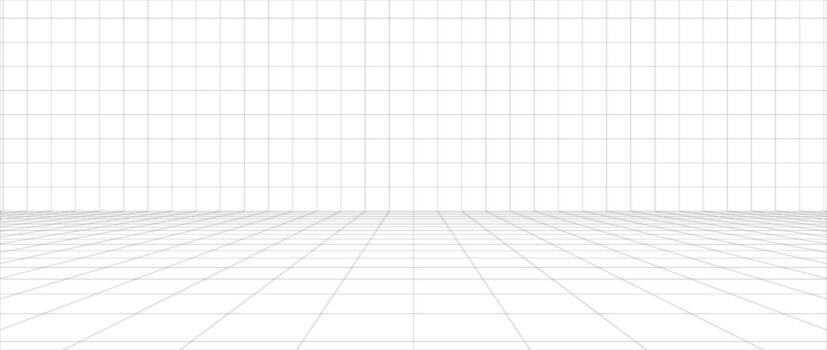 Abstract 3D perspective background with grid lines creating a virtual space effect, ideal for digital design, futuristic technology, and modern presentations. vector