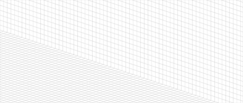 Abstract isometric grid wall and floor with 3D perspective lines. Clean minimal design, perfect for digital, architecture, tech, and modern visual presentations. vector