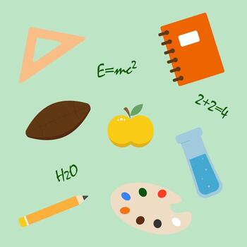 Learning tools pattern with school icons green background vector