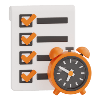 3d task management with checklist and clock png