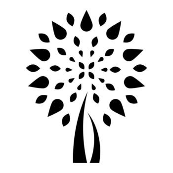 Abstract Tree with Leaf Pattern. Abstract tree created from stylized leaf and drop-shaped elements arranged in a circular pattern. vector