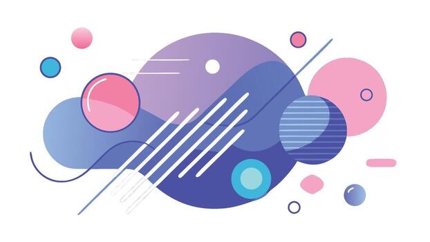 púrpura resumen menfis, suave líneas y círculos vector