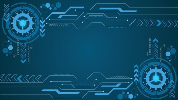 moderno futurista antecedentes con digital circuito líneas y resumen engranaje elementos en azul, ideal para tecnología, innovación, cibernético, datos, y digital temática proyectos vector