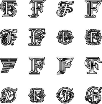 A set of different letter f's in different styles vector
