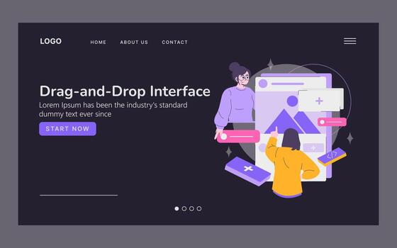 Drag-and-Drop Interface Illustration with Teamwork vector