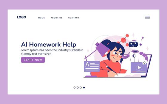 AI Homework Help Illustration with Smiling Student vector