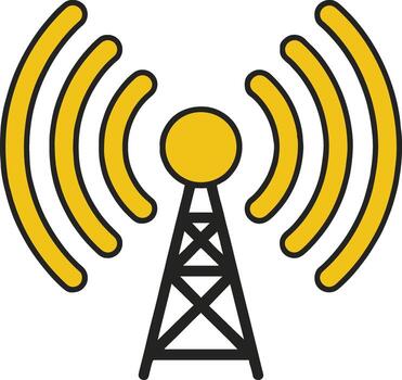 Arte de antena torre emitiendo radio ondas, , representando inalámbrico comunicación, radiodifusión, y tecnológico conectividad en moderno sociedad vector
