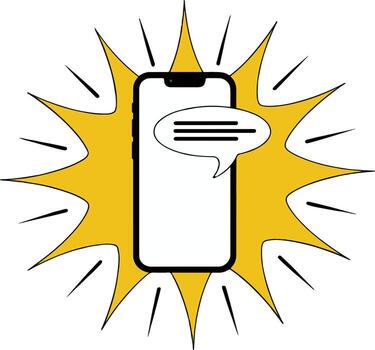 Arte de teléfono inteligente con mensaje burbuja un moderno símbolo de comunicación, conectividad, y digital interacción, Perfecto para proyectos relacionado a móvil tecnología vector