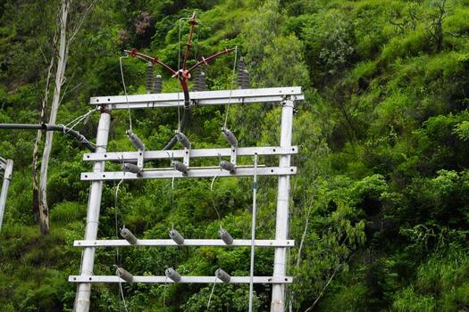 Powerline Grid Structure in Green Mountains photo
