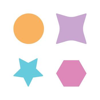 Simple flat design elements including circle, star, and hexagon.Abstract shape collection for modern logos and UI design. vector