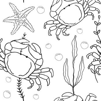 submarino vida un vistoso modelo presentando cangrejos y estrella de mar, Perfecto para varios usos vector