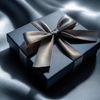 Empty gift box with decorative elements photo