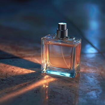 Elegant empty perfume bottle close-up 2 photo