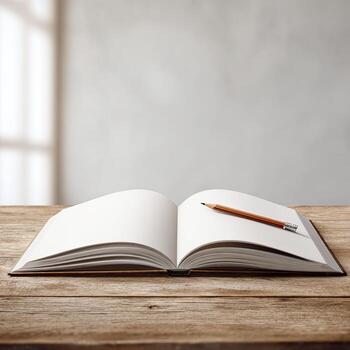 Open hardcover book with blank pages 3 photo