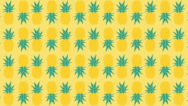 Tropical seamless pattern of yellow pineapples on a light background, perfect for fabric, wallpaper, and wrapping paper. Seamless pineapple pattern with a vibrant yellow background in a clean vector