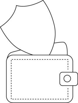 wallet icon and shield icon with white background vector