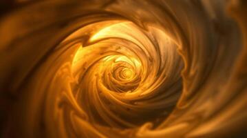 un remolino de oro y marrón arremolinándose en el oscuro foto