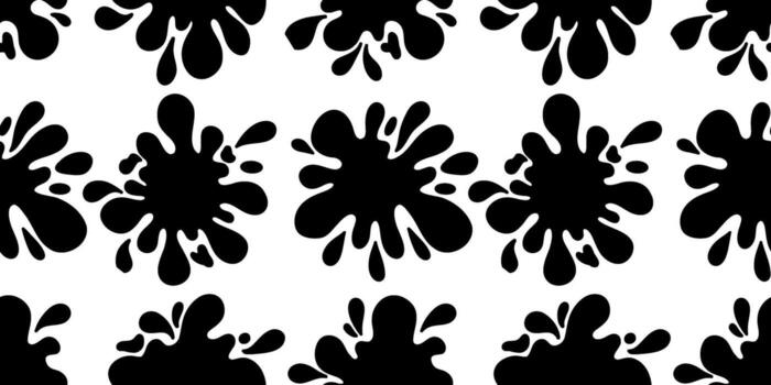 Black paint splashes seamless pattern. Repeated abstract background with grunge blots and liquid drops. Hand drawn artistic texture. vector