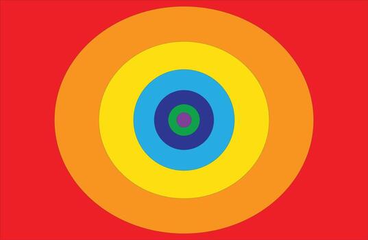 Rainbow Color Concentric Circles Target on Red Background with Green Center bullseye vector