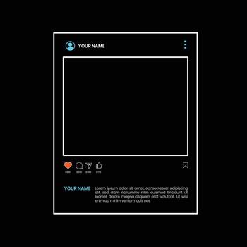 Social media post mockup. post template photos frame, feed web post mock up. mobile app interface template on social network vector