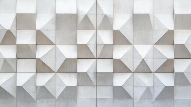 Unique geometric patterns on a textured concrete wall in urban setting photo