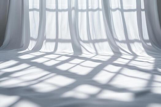 Natural light creates beautiful patterns on white fabric indoors photo