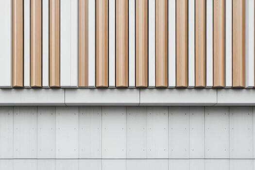 Modern architecture featuring wooden and concrete facade design elements photo