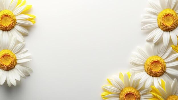 Bright and cheerful daisies arranged creatively on a plain background photo
