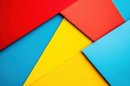 Colorful geometric shapes arranged on a flat surface create an abstract design photo