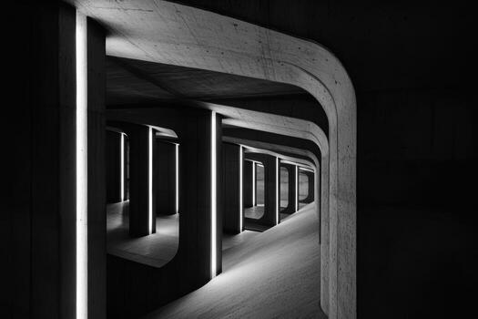 Modern architectural design of a subterranean space with illuminated features photo