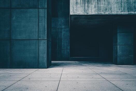 Modern architectural design featuring bold concrete structures in urban setting photo