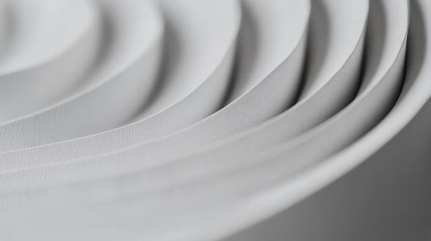 Circular layers of white paper showcasing texture and depth in design photo